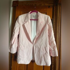 Pink and White Striped Tahari blazer- sz10